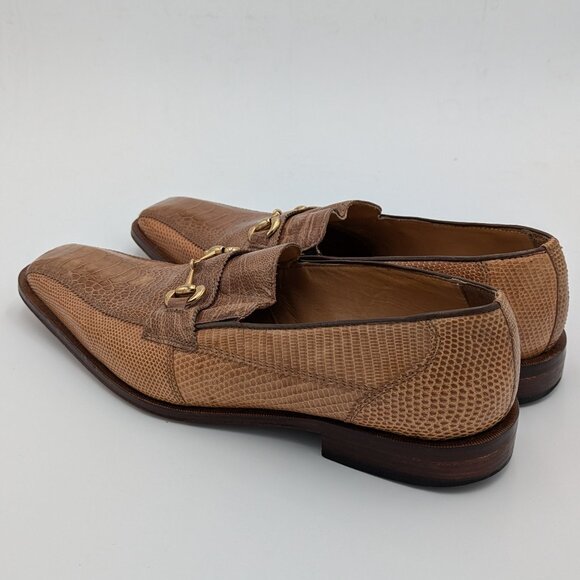 David Eden Ostrich Leg Lizard Loafers Men’s Dress Shoes Size 11Tan Cognac Color main image 3